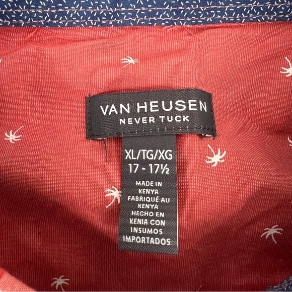 Van Heusen Classic Fit Short Sleeve Button Up Red Plaid/Checkered Men's Size XL - Picture 8 of 16